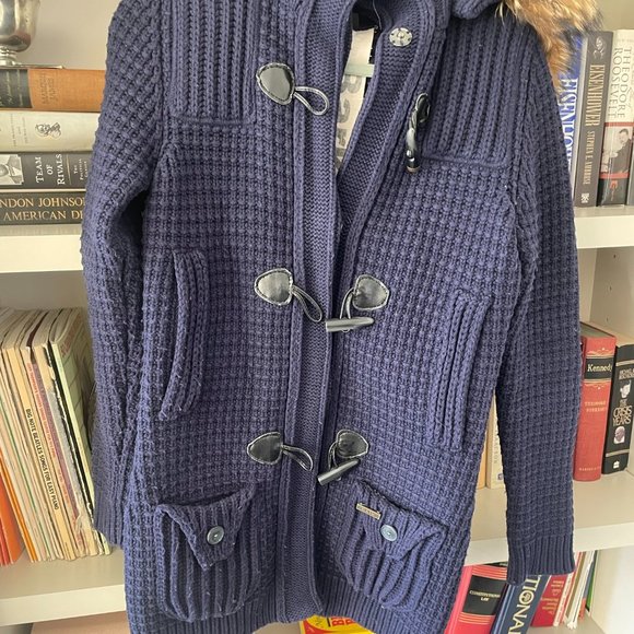 Bark Montgomery Knitted Sweater Jacket with Hood X-Small Navy - Picture 2 of 13